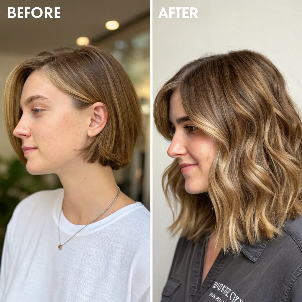 Before and after hair change